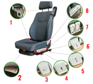 яяСиденье водительское пневматическое (Grammer) с 3-х точ. рем. безопас.поясничная под. ПРЕМИУМ